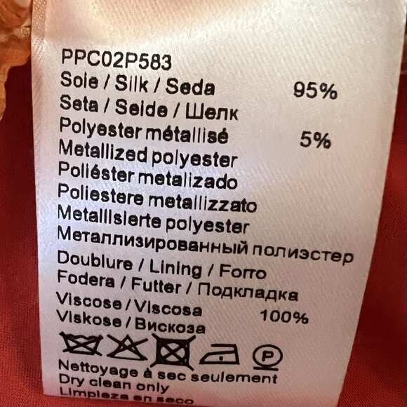 Pablo French Designer Silk Blend Blouse Size 40 US 8 Orange Floral Sheer Boho - Picture 6 of 7